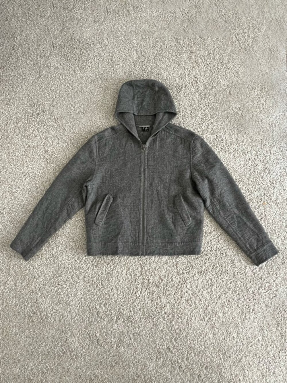 Vintage TSE Cashmere Gray Zip Up Hooded Jacket Bergdorf Goodman Italy Size L